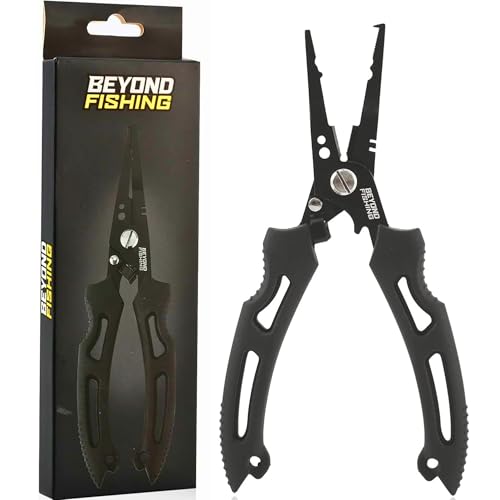 Beyond Fishing QuickRig 7" Black Saltwater Pliers with Line Cutter & Crimper