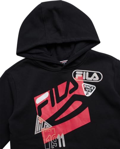 Boys Soft Fleece Pullover Hoodie - Cozy Graphic - Black Midnight / 8