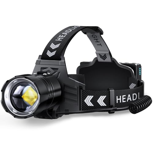 Rechargeable LED Headlamp - 99000 High Lumens, 95 Hours, Zoomable - 1 Pack White Light