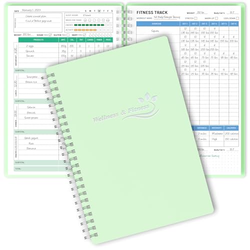 Wellness Planner & Fitness Log - A5 Daily Health Journal, Green