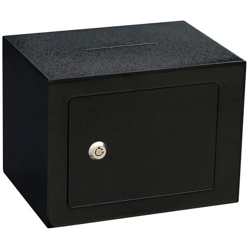 Safe Box Small Safe Money Cash Safe Keys Gun Safe 6.7"D x 9.05"W x 6.7"H 0.24 CuFt Mini Security Lock Safe Boxes for Coin Home Office Hotel Rooms Business Jewelry Gun (Black)