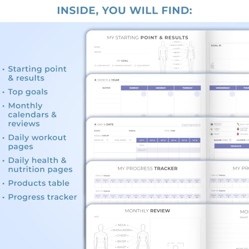 Fitness & Food Journal - Workout Planner, A5 Light Blue