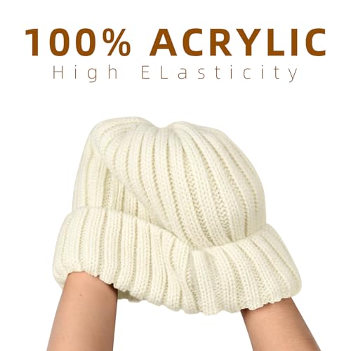 Winter Beanie for Women - Soft Warm Slouchy Knit Hat - Beige