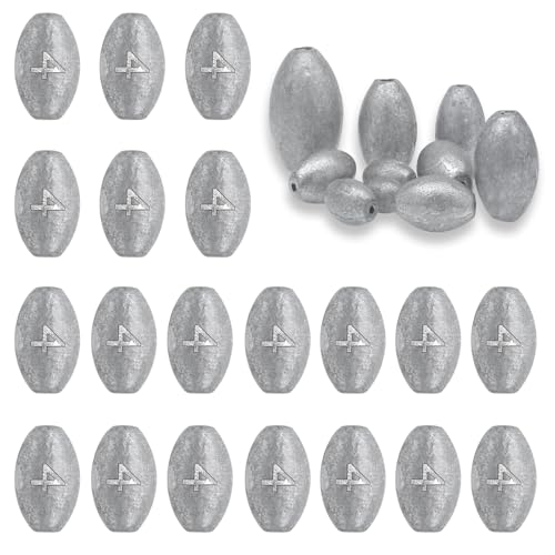 Egg Weights Fishing Sinkers - 1/8oz Assortment (20pc) Lead Drop Weight