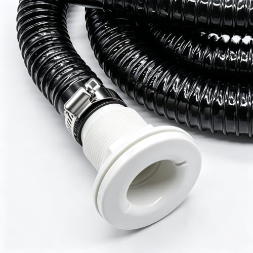 1-1/8 Inch Bilge Pump Hose Dia Plumbing Kit,Bilge Pump Installation Kit-12V 1100GPH Bilge Pumps,6 FT Premium Quality Kink-Free Flexible PVC Hose,1-1/8 Inch ABS Thru-Hull Fitting,2 Hose Clamps