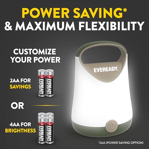 Eveready 2-Pack LED Camping Lanterns Super Bright Water-Resistant, Green/Tan