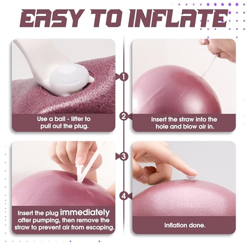 9-Inch Mini Pilates Ball - Anti-Burst Yoga Exercise Ball - Dark Purple