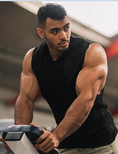 COOFANDY Men's Workout Hooded Tank Tops Bodybuilding Muscle Cut Off T