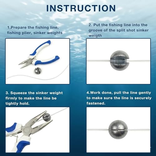 Split Shot Fishing Weights, 200PCS Removable Lead Sinkers - 5 Sizes