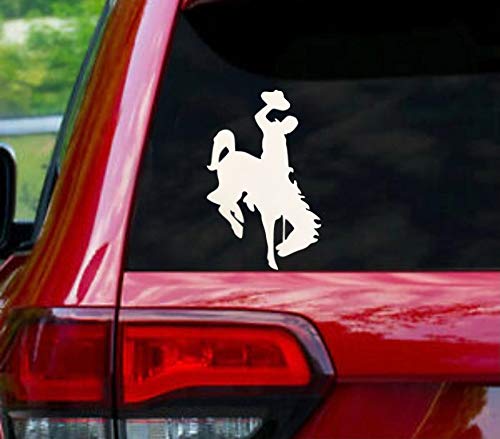 Wyoming State Round Vinyl Decal - 5.5 Inch White Self-Adhesive Sticker