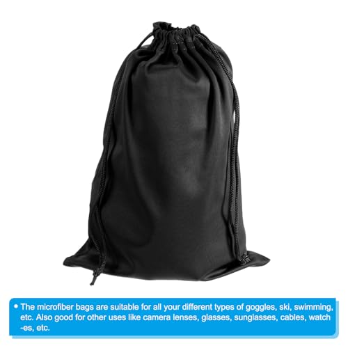 Microfiber Ski Goggle Bag - Soft Storage Sleeve Pouch - Black