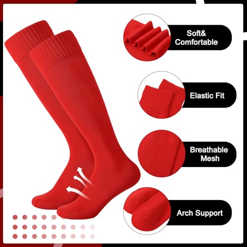 Kids Knee High Soccer & Baseball Socks - Medium Red