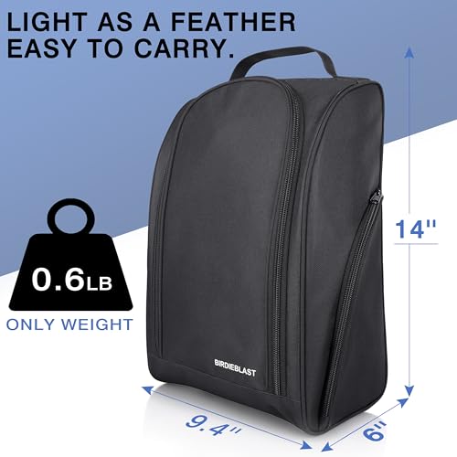 Golf Shoe Bag with Accessory Pocket - Padded Black Carry Bag