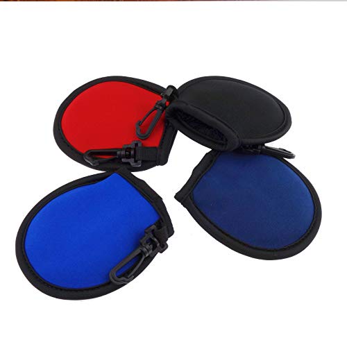 Zelerdo 4 Pack Portable Golf Ball Washer Pouches with Carabiner - Black, Blue, Red, Dark Blue