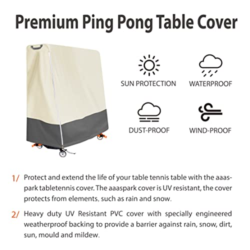 Aaaspark Waterproof Ping Pong Table Cover 65"W x 28"D x 69"H Beige Indoor Outdoor