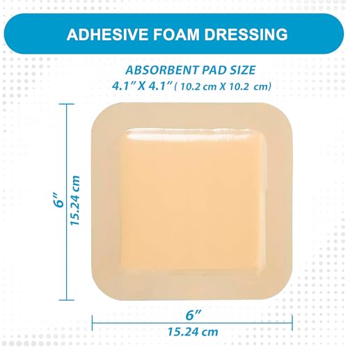 MedVance Waterproof Foam Wound Dressing 6x6 Inch, Pack of 5