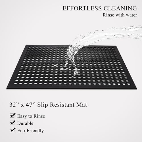 A1HC New All Purpose Anti Fatigue Versatile Rubber Floor Mat with Drain Holes ? Perfect as Workplace Mat, Restaurant Kitchen Mat, Bar Area Mat, Commercial, Industrial Anti Fatigue Mat 32x47 Inches