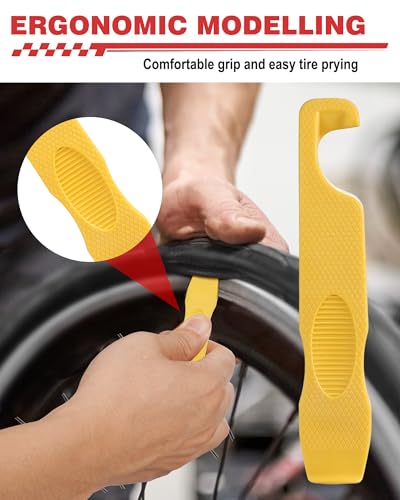 Yellow Bike Tire Levers - Ultra Strong, Non-Slip, Easy Tire Removal for Mountain & Road Bikes - 2 Pack