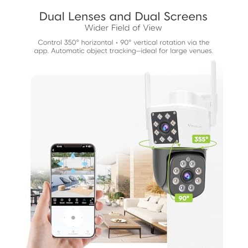 VSTARCAM 2MP+2MP Outdoor Security Camera, 2K Dual Camera, 360¡Æ Monitoring, Custom Alarm Sound, Full Color Night Vision, 2-Way Audio, 2.4GHz WiFi, PIR Motion Sensor,Real Time Notifications