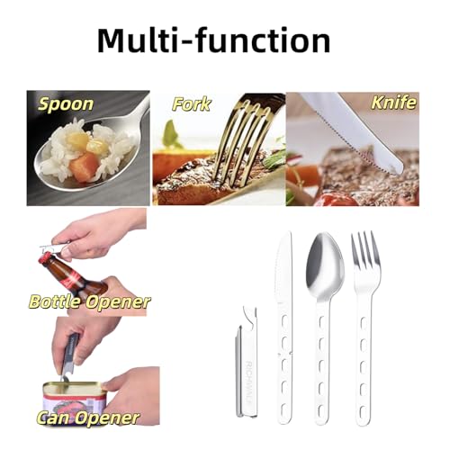 4-in-1 Portable Stainless Steel Camping Utensil Set