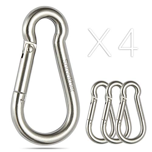 Stainless Steel Carabiner Spring Snap Hook - 2.25 Inch, Set of 4