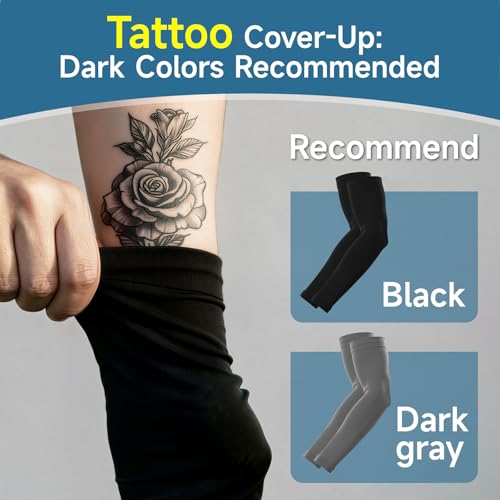Cooling Arm Sleeves for UV Protection & Tattoo Cover - Black (2 Pack)