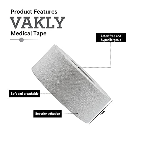 Vakly Athletic Tape 1 in x 10 yd (3 Pack) – Porous Breathable Cloth