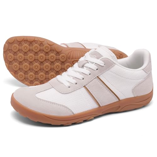 SILENTCARE Women's Wide Toe Box Barefoot Casual Sneakers 8 White