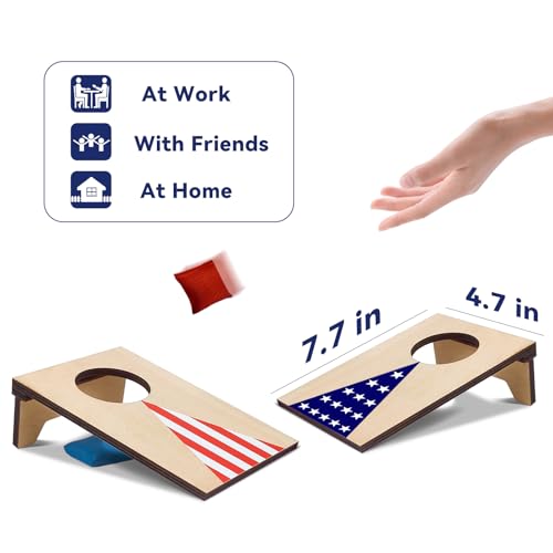Mini Tabletop Cornhole Boards Set – 2pcs 4.7 x 7.7 in with Bean Bags