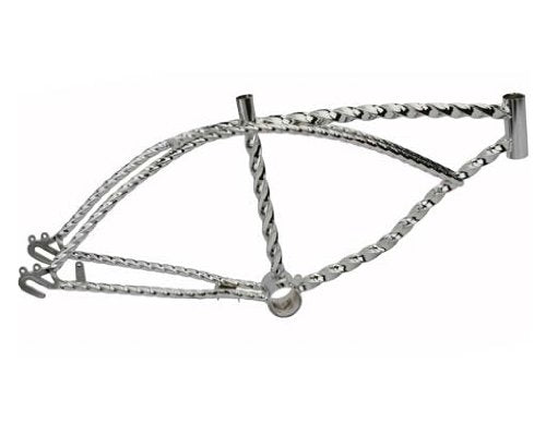 Chrome Lowrider Bike Frame - 20 Inch Twisted Steel Frame