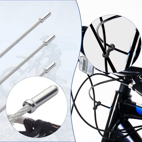 60-Piece Aluminum Alloy Bike Cable End Caps and S-Hook Clips Set