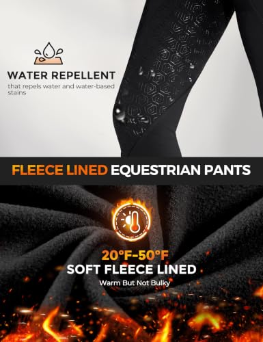 FitsT4 Sports Women's Fleece Horse Riding Pants - Medium, Black