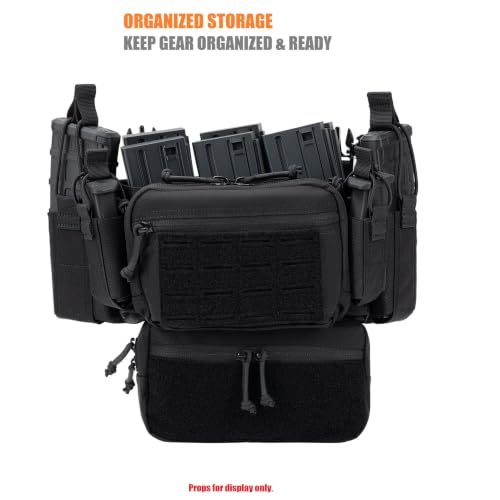 Tactical Chest Rig with Magazine Pouches & Dangler Pouch - Black