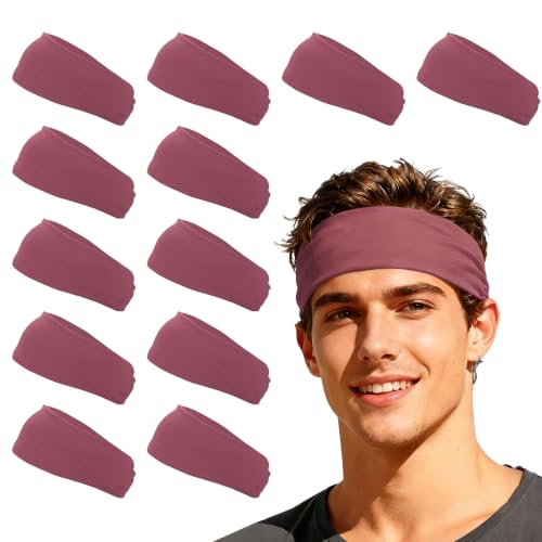 Stretchy Workout Headbands for Men - 2 Pack Bean Paste Red