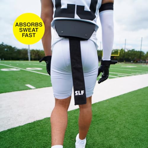 Thin Black Football Towel - 14.5" Microfiber with Hook & Loop Closure