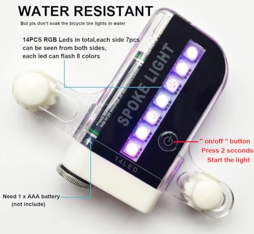 LED Bicycle Wheel Lights - Waterproof Spoke Tire Lights with 30 Patterns