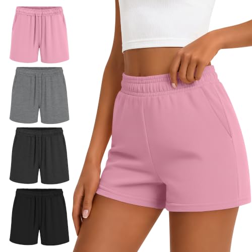 4 Pack Girls' Athletic Sweat Shorts - Comfortable Fit