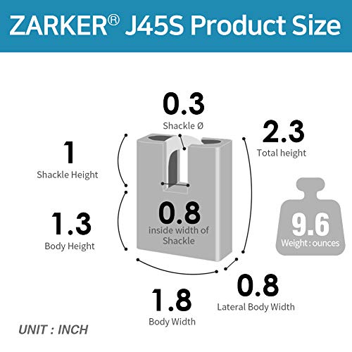 J45S keyed Alike Padlocks, Heavy Duty Stainless Steel Shackle Lock, 6 Keys, Waterproof and Rustproof Storage, Warehouses, Garage, Outdoors, 2-Pack