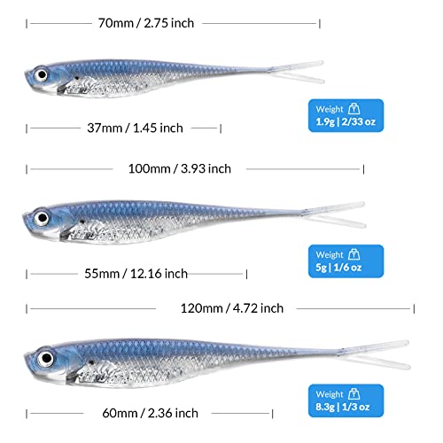 Soft Swimbait Fishing Lures - 2.95'' - 6 Pcs