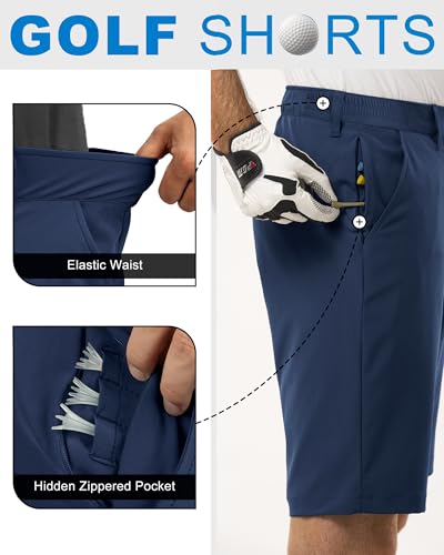 Outdoor Ventures Men's 11" Inseam Navy Crew Golf Shorts - Casual Hiking & Golf