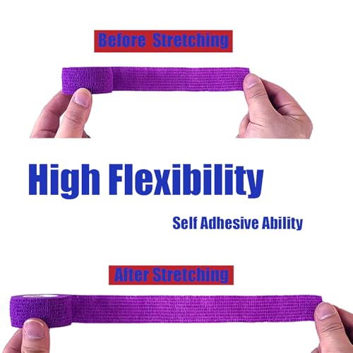 Self Adhesive Cohesive Bandage Wrap - 6 Pack, 1 Inch x 5 Yards, Purple