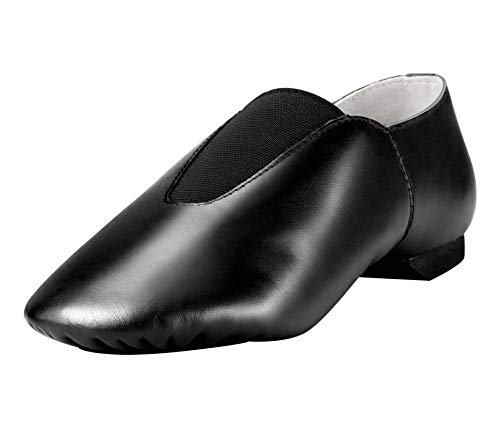 Linodes Leather Toddler & Kids Jazz Slip-On Shoes Black, Elastic Top - 3 Little Kid