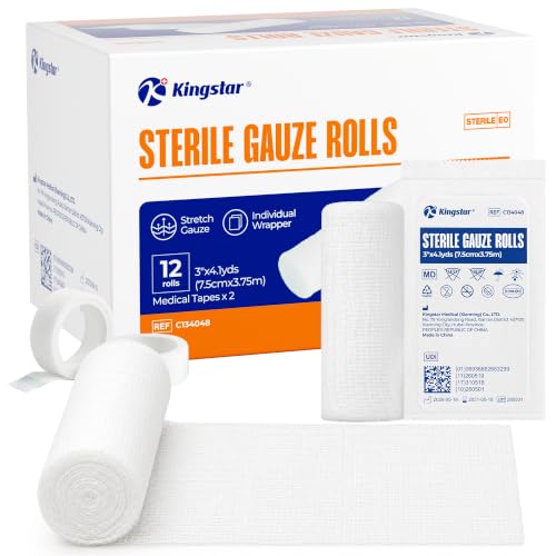 Sterile Gauze Roll 3" x 4.1 Yards - 12 Individually Sealed Rolls