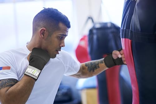 Boxing Hand Wraps with Knuckle Protection - Black, Small-Medium