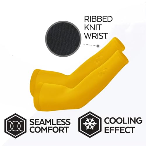 Cooling Compression Arm Sleeves for Men & Women - Lemon Yellow