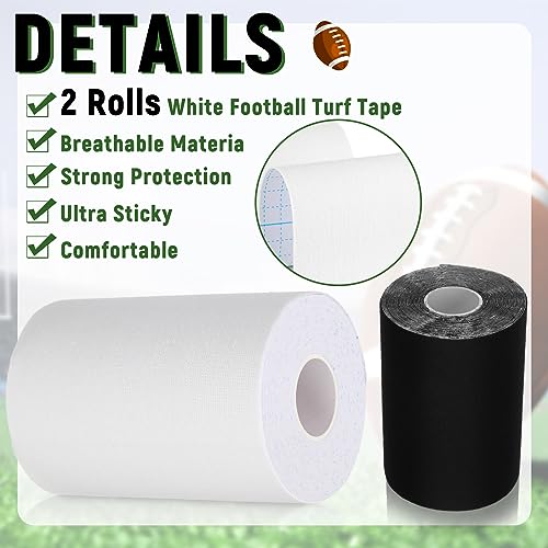 Jenaai Black and White Football Turf Tape - 33ft Support & Injury Prevention
