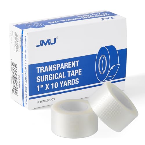 12 Rolls Transparent Medical Tape 1" x 10 Yards – Latex-Free Sterile Adhesive, 12 Roll Pack