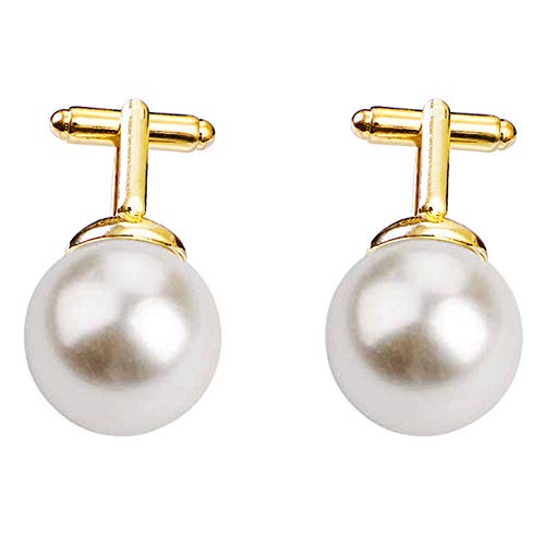 Gold Artificial Pearl Cufflinks for Women - Unisex Design