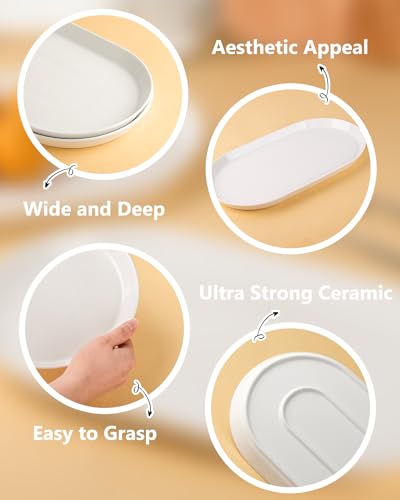 16-Inch Oval Ceramic Serving Platter Set - White Food Tray for Turkey, Appetizers & Entertaining