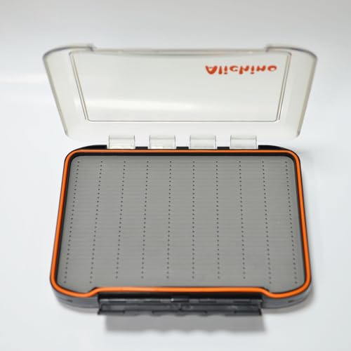 Alichino Extra Large Fly Box for Fly Files Two-Sided Waterproof Nymphs & Streamers 11.8 x 8.4 x 2.2 in Grey Foam Insert C